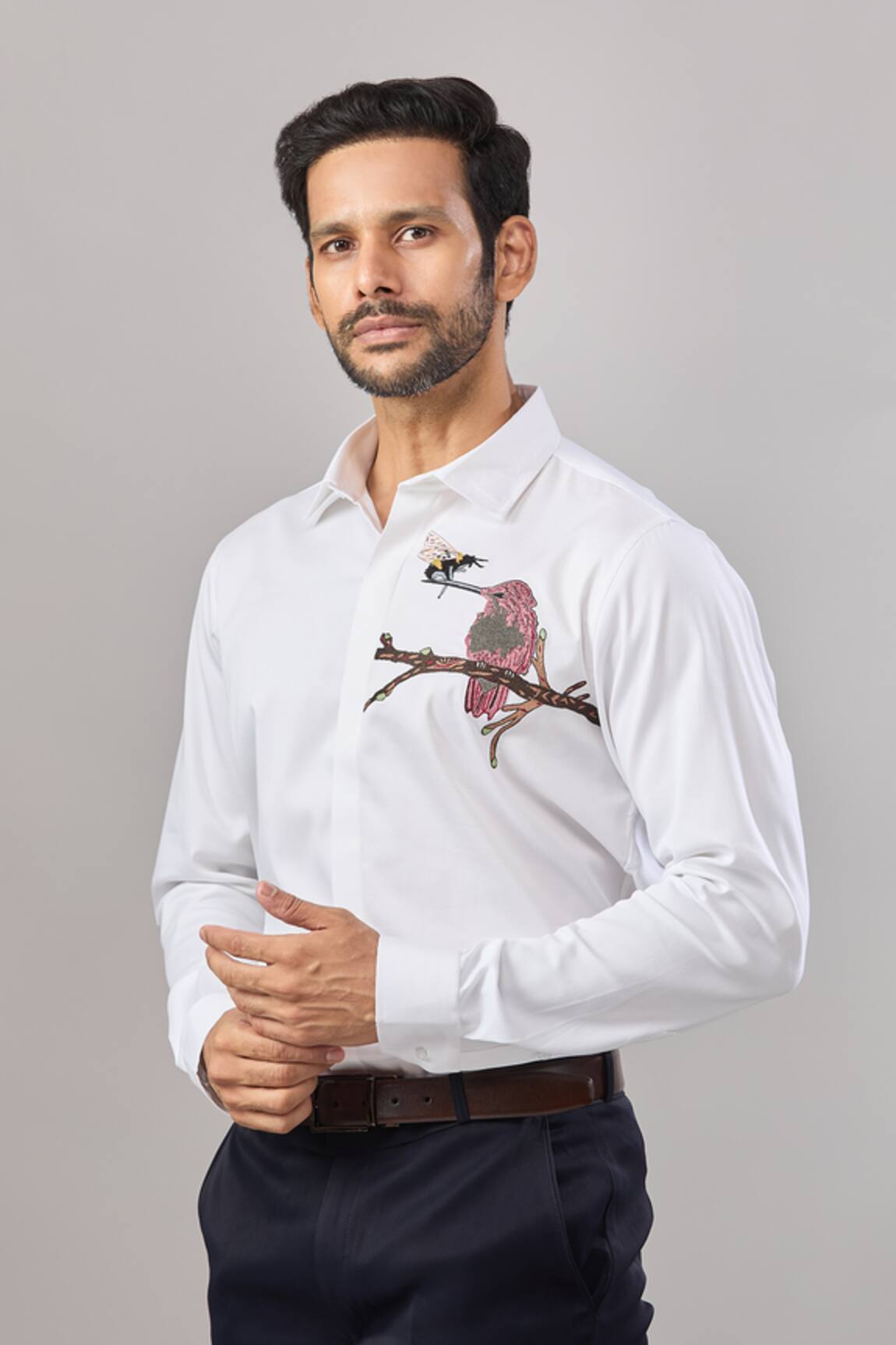 Aariyana Couture Bird Placement Embroidered Casual Shirt 