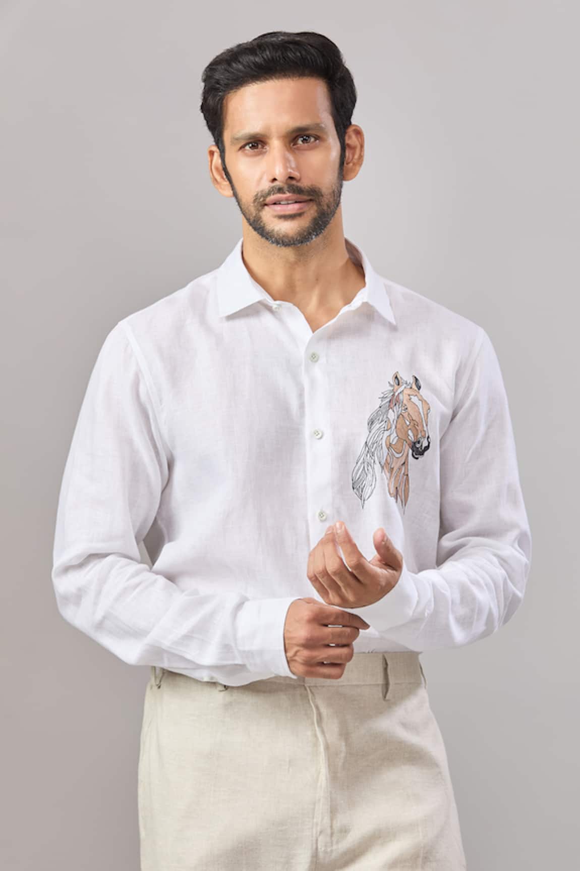 Aariyana Couture Horse Placement Embroidered Casual Shirt 
