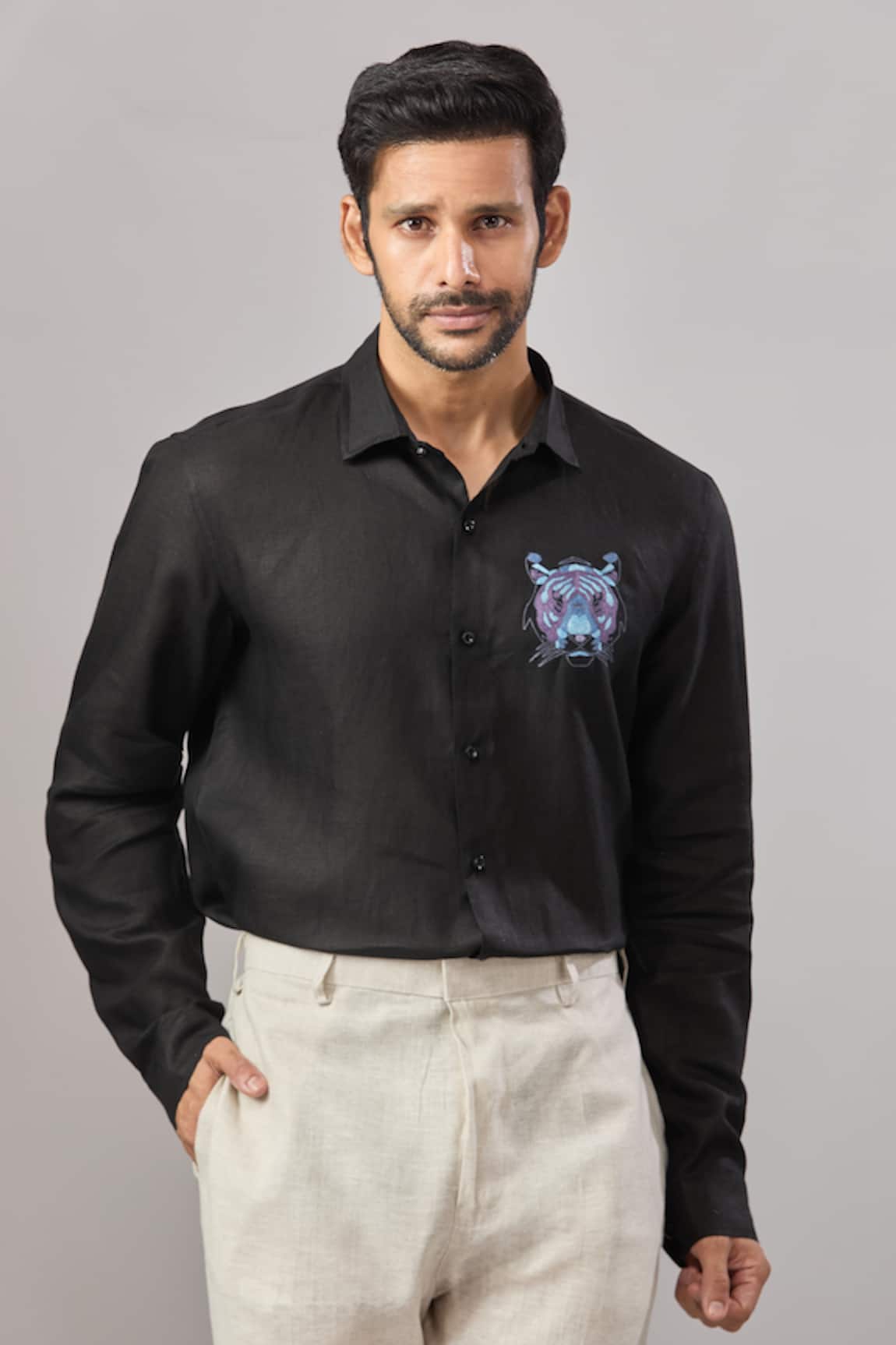 Aariyana Couture Dori Placement Embroidered Casual Shirt 