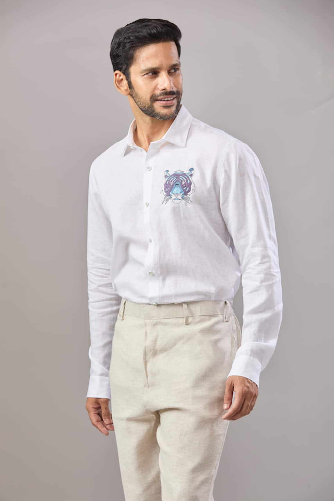 Aariyana Couture Thread Placement Embroidered Casual Shirt 