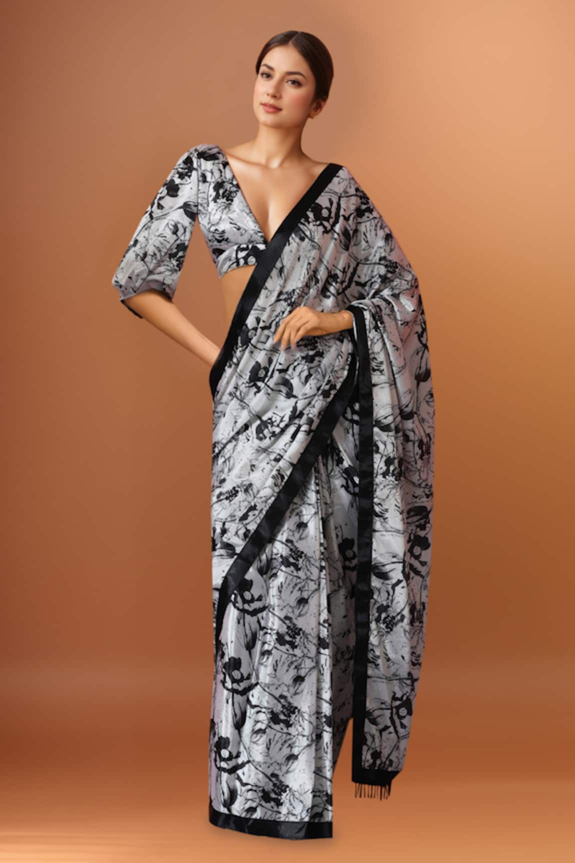Samyukta Singhania Printed Pre-Draped Saree & Blouse Set 