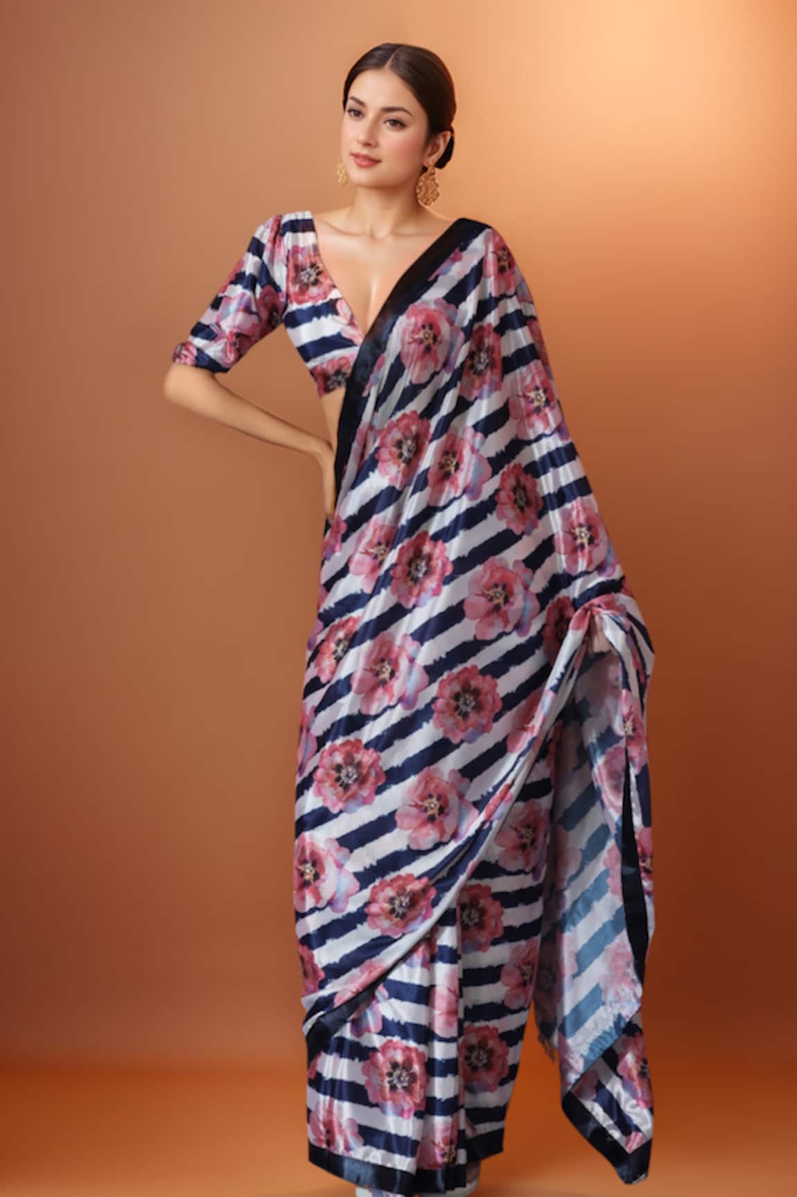 Samyukta Singhania Multi Color Printed Pre-Draped Saree Set 