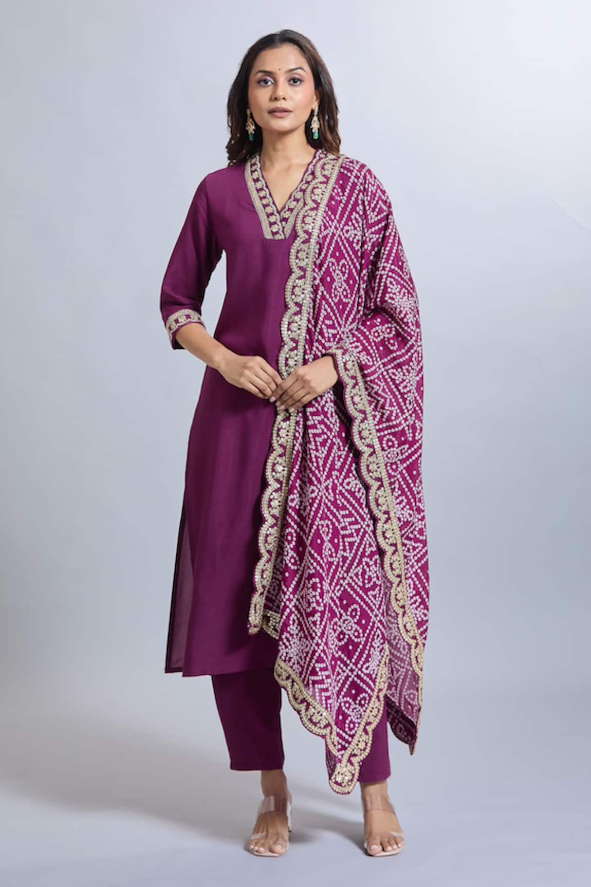 Samyukta Singhania Purple Embroidered Kurta Set 