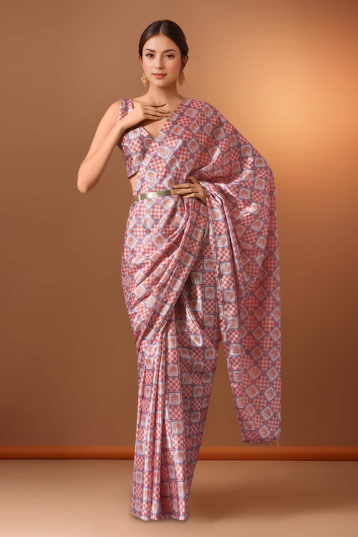 Samyukta Singhania Multi Color Printed Pre-Draped Saree Set 