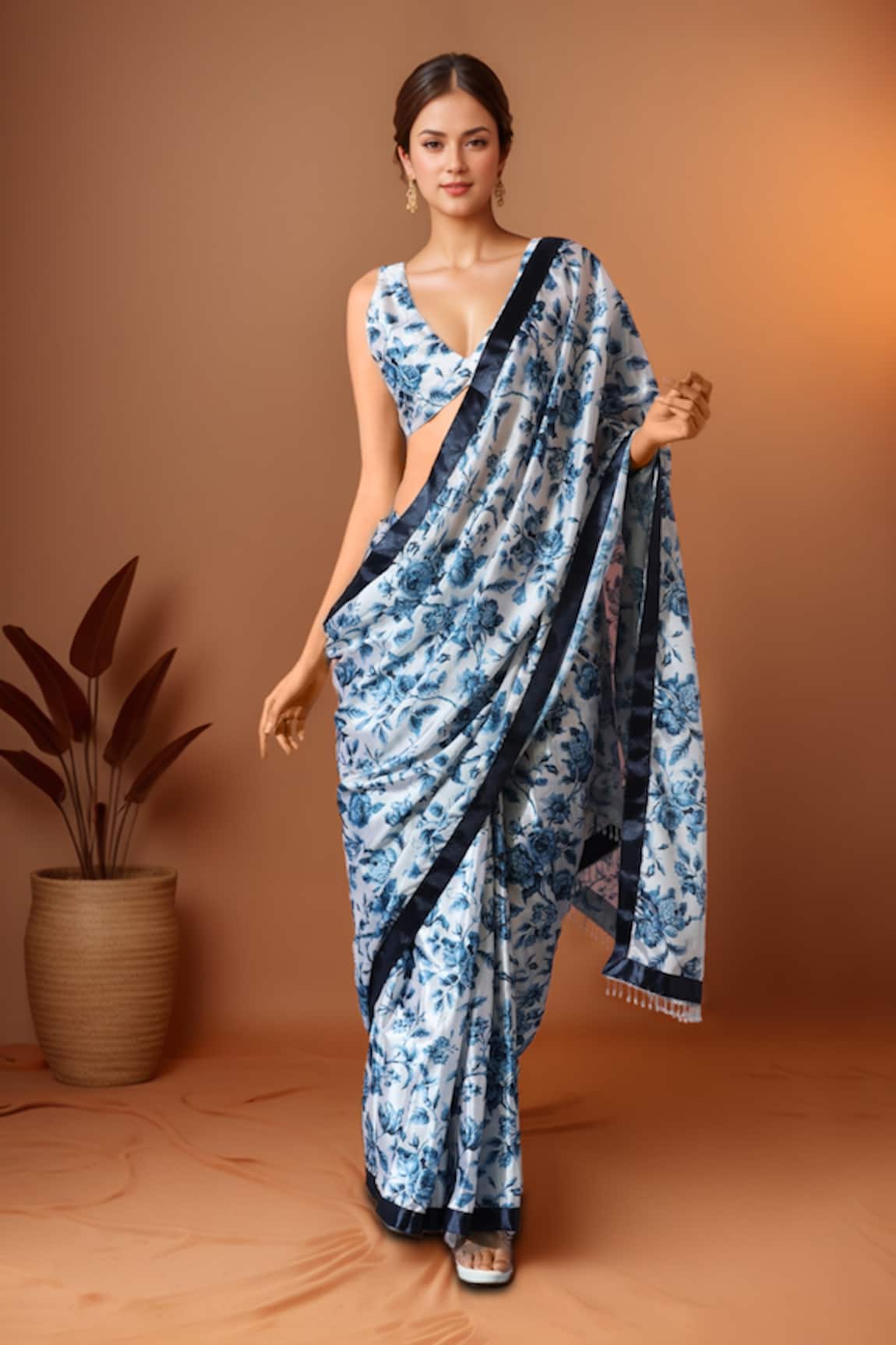 Samyukta Singhania Floral Printed Pre-Draped Saree Set 