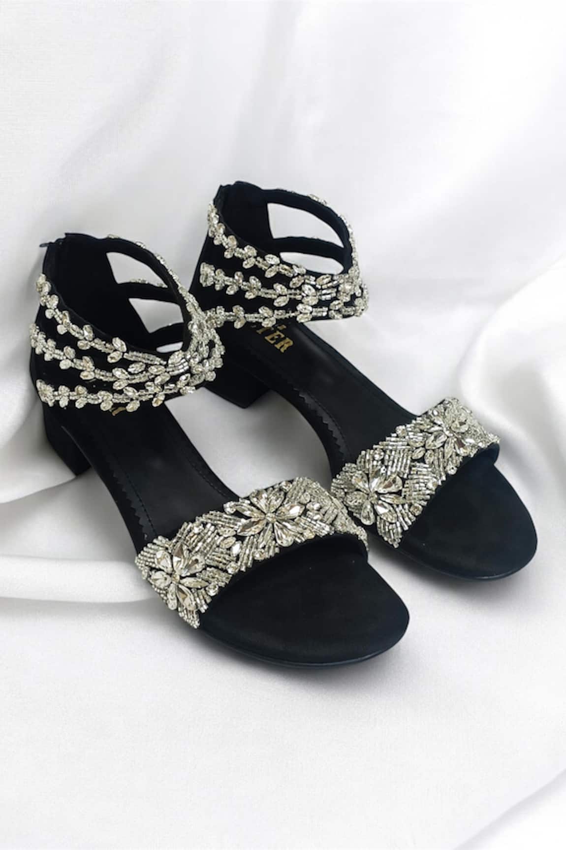 The Alter Black Embellished Block Heels 