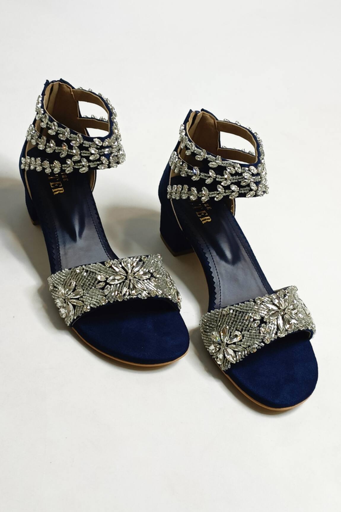 THE ALTER Bella Blue Embellished Block Heels 