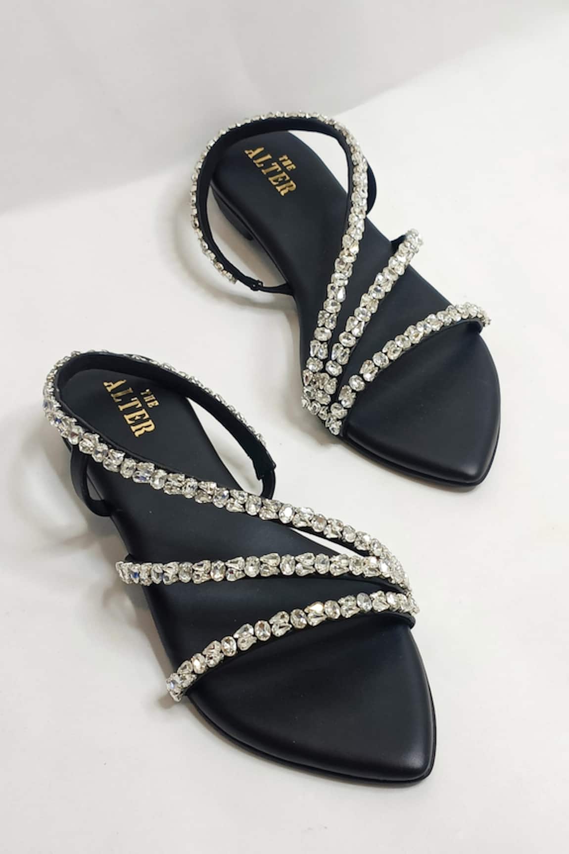THE ALTER Kiara Black Embellished Flats 