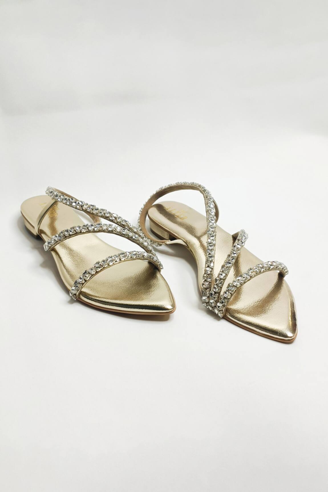 THE ALTER Kiara Gold Embellished Flats 