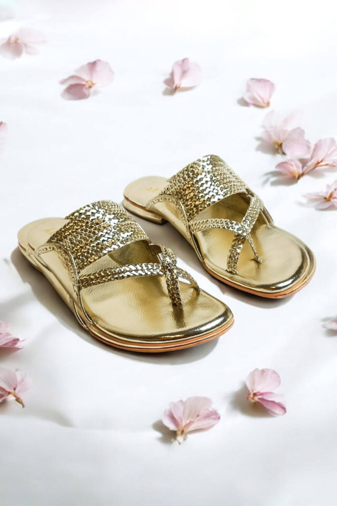 THE ALTER Gold Braided Flats 