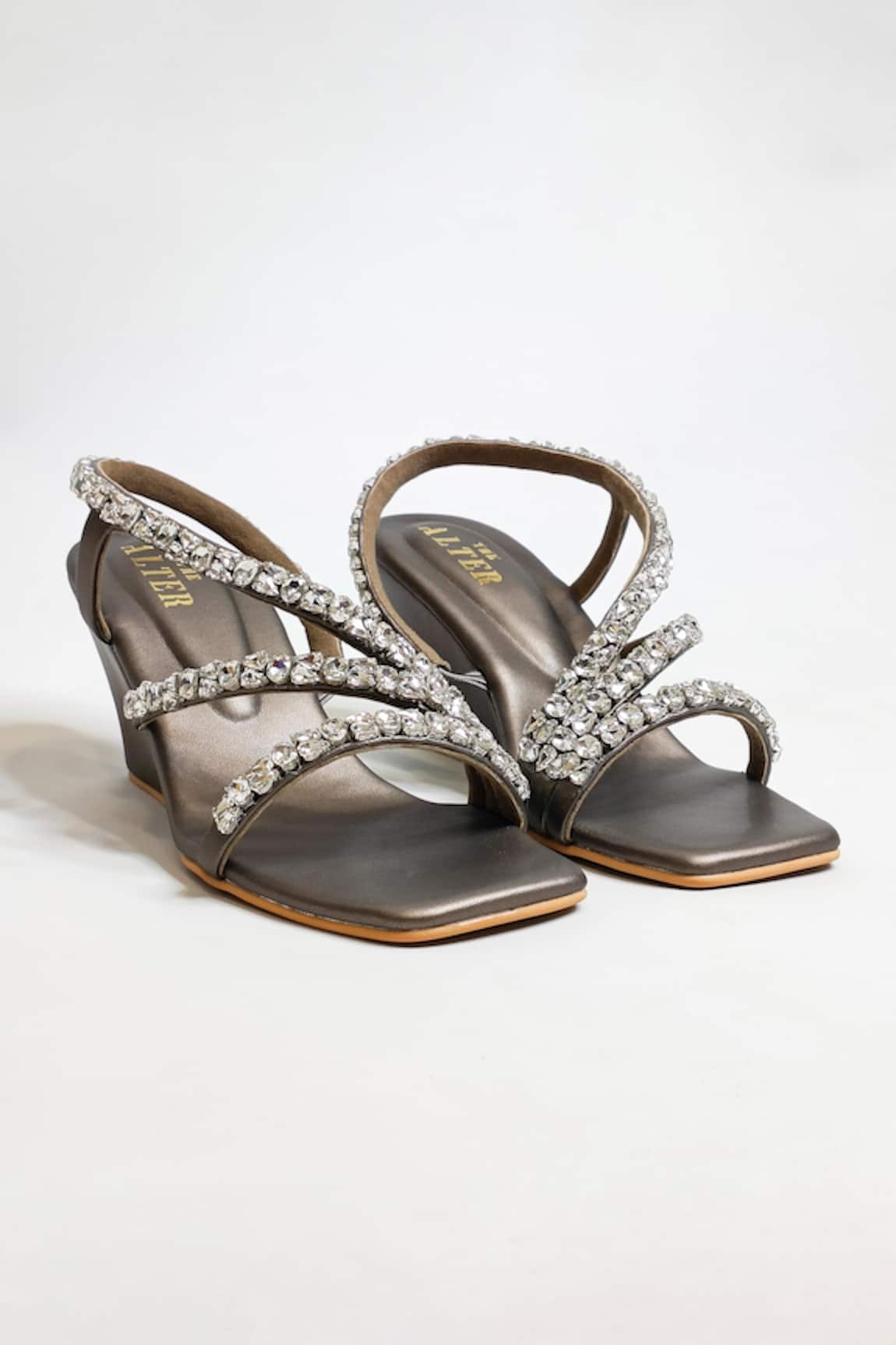 THE ALTER Gunmetal Embellished Wedges 