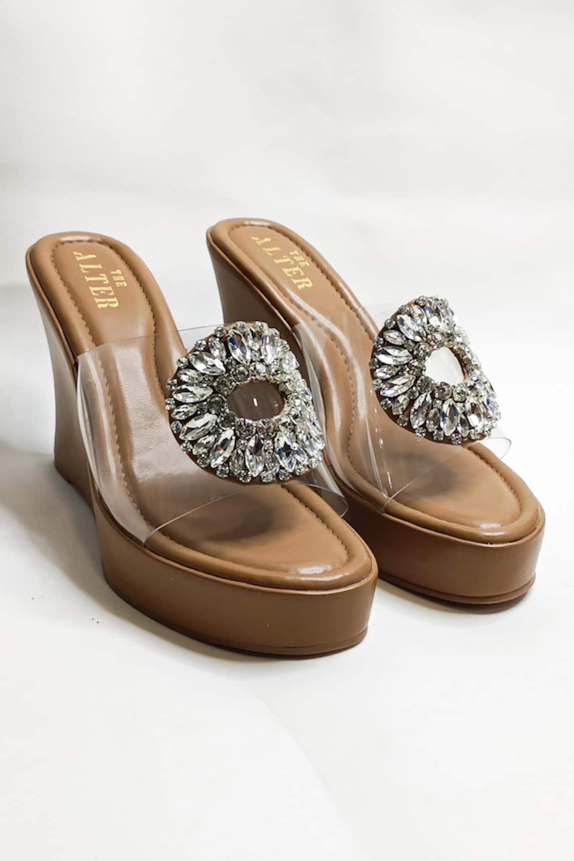 THE ALTER Open Toe Embellished Wedges 