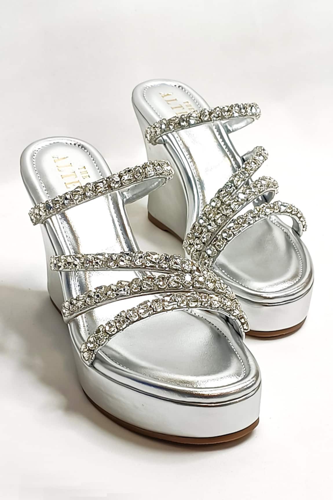 THE ALTER Silver Embellished Wedges 