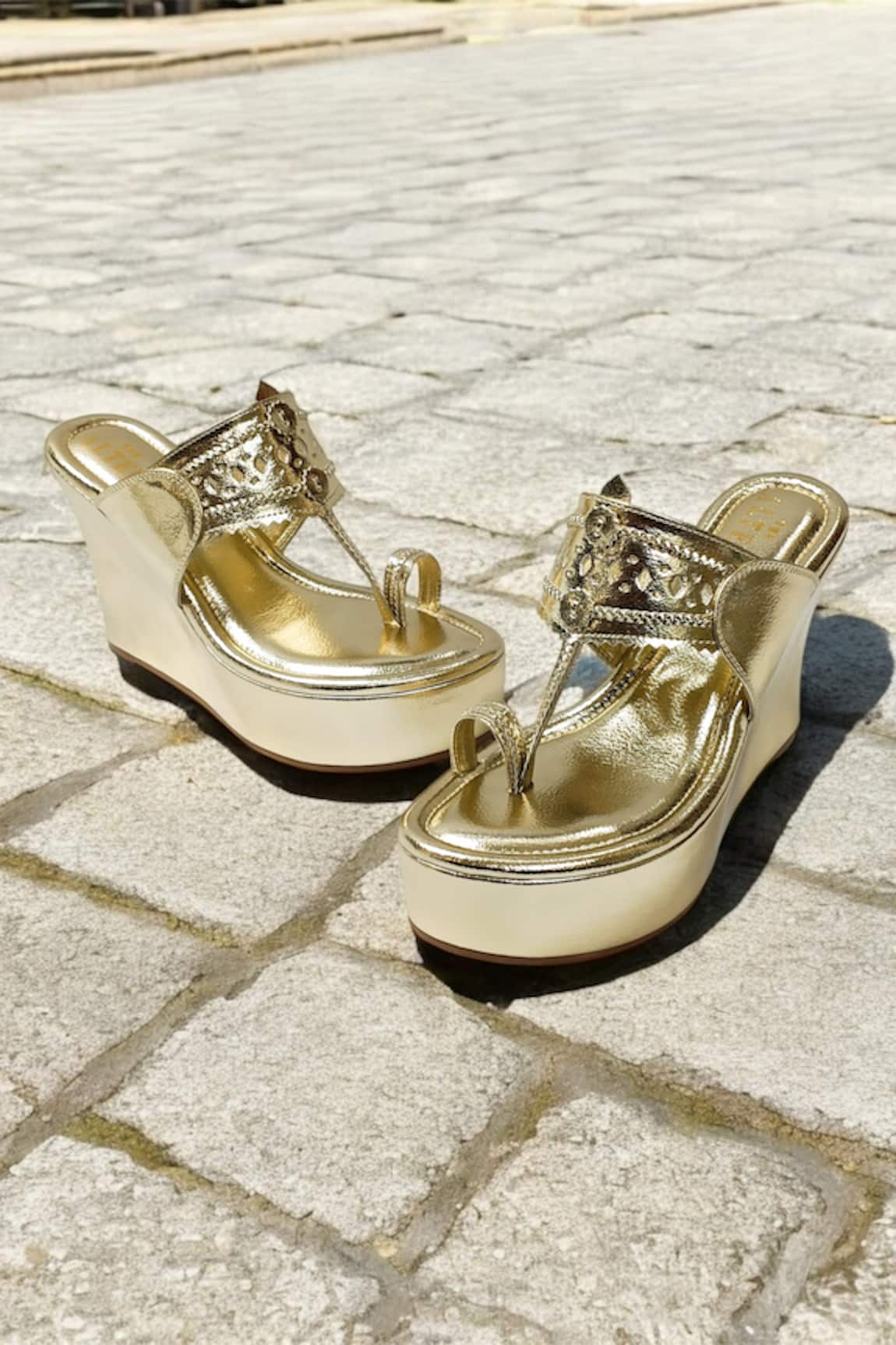THE ALTER Meera Gold Kohla Wedges 