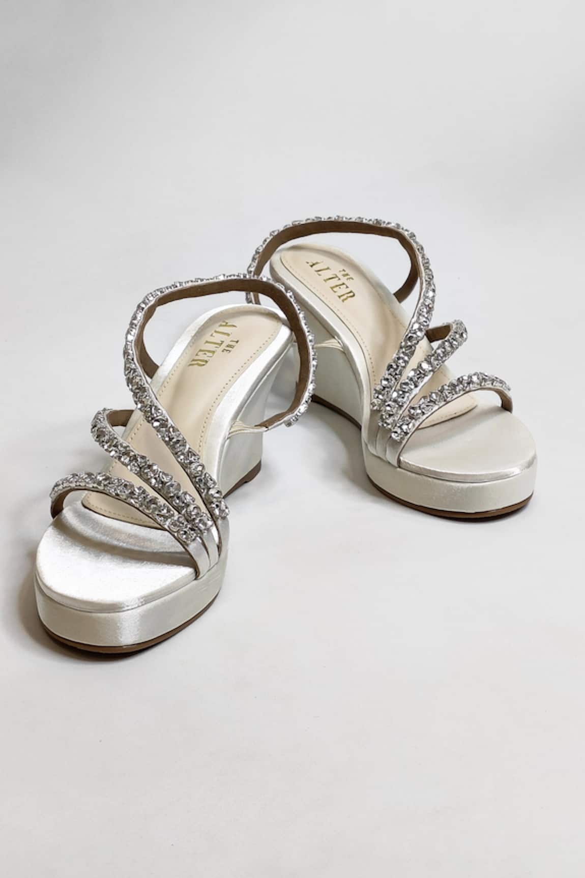 THE ALTER Embellished Satin Wedges 