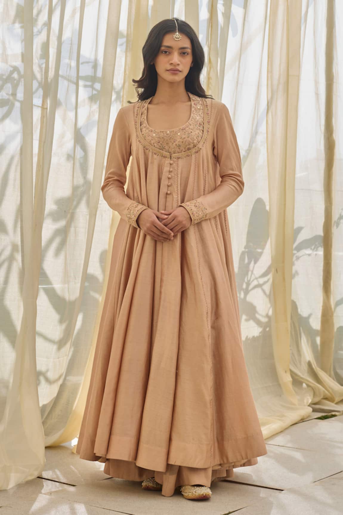 Rhua Soft Salmon Pink Anarkali Set 