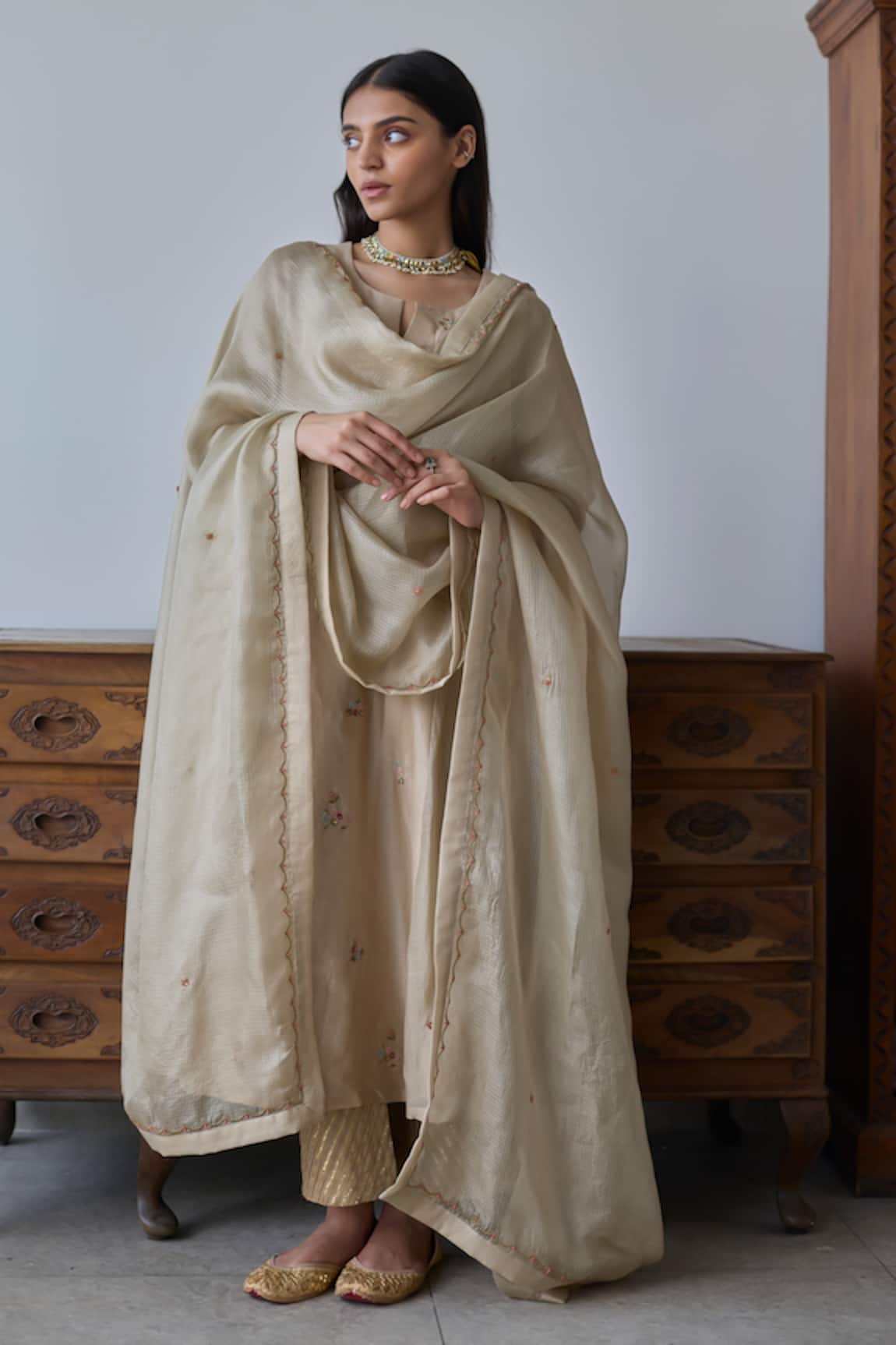 Rhua Chanderi Embroidered Anarkali Set 
