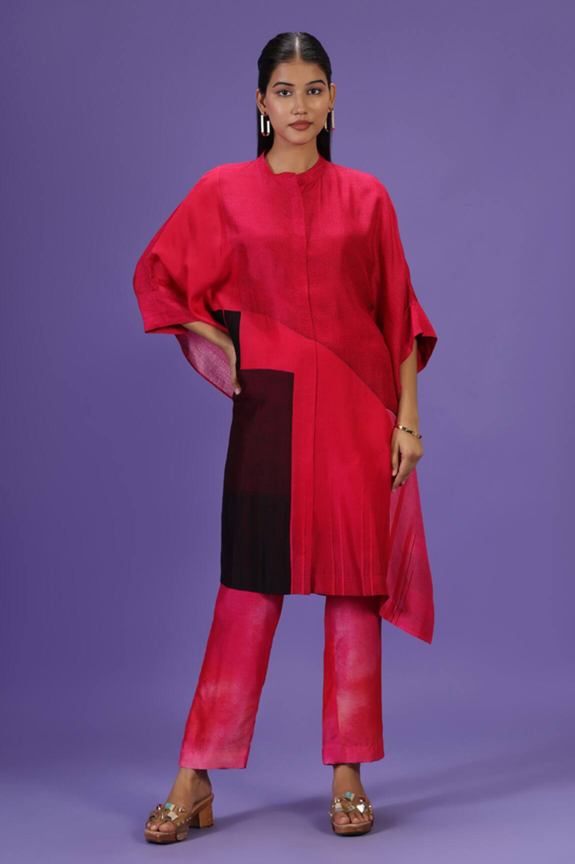 LABEL RADINI Urban Crimson Mid Length Kurta Set 