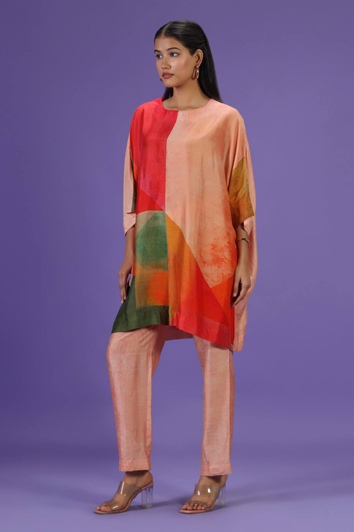 LABEL RADINI Tangerine Bliss Mid Length Kaftan Set 