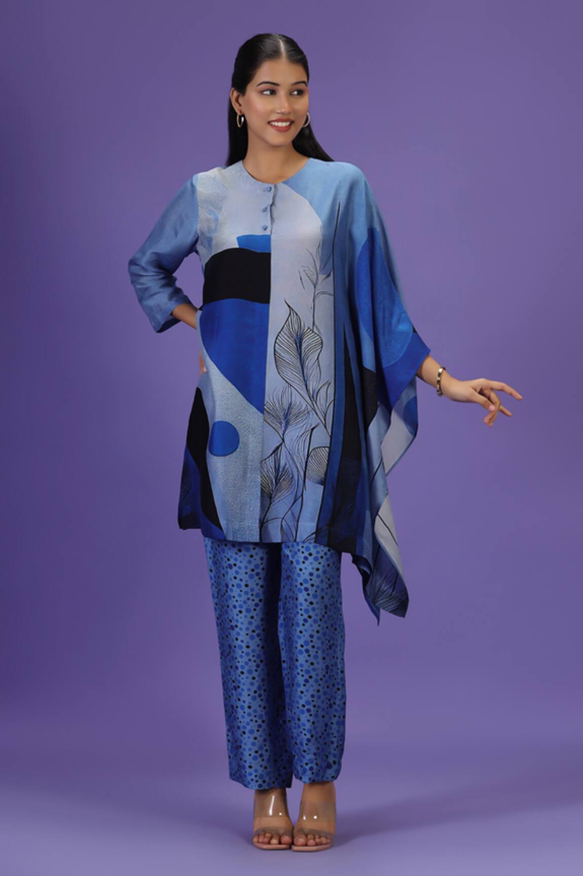 LABEL RADINI Blue Eclipse Kaftan Set 