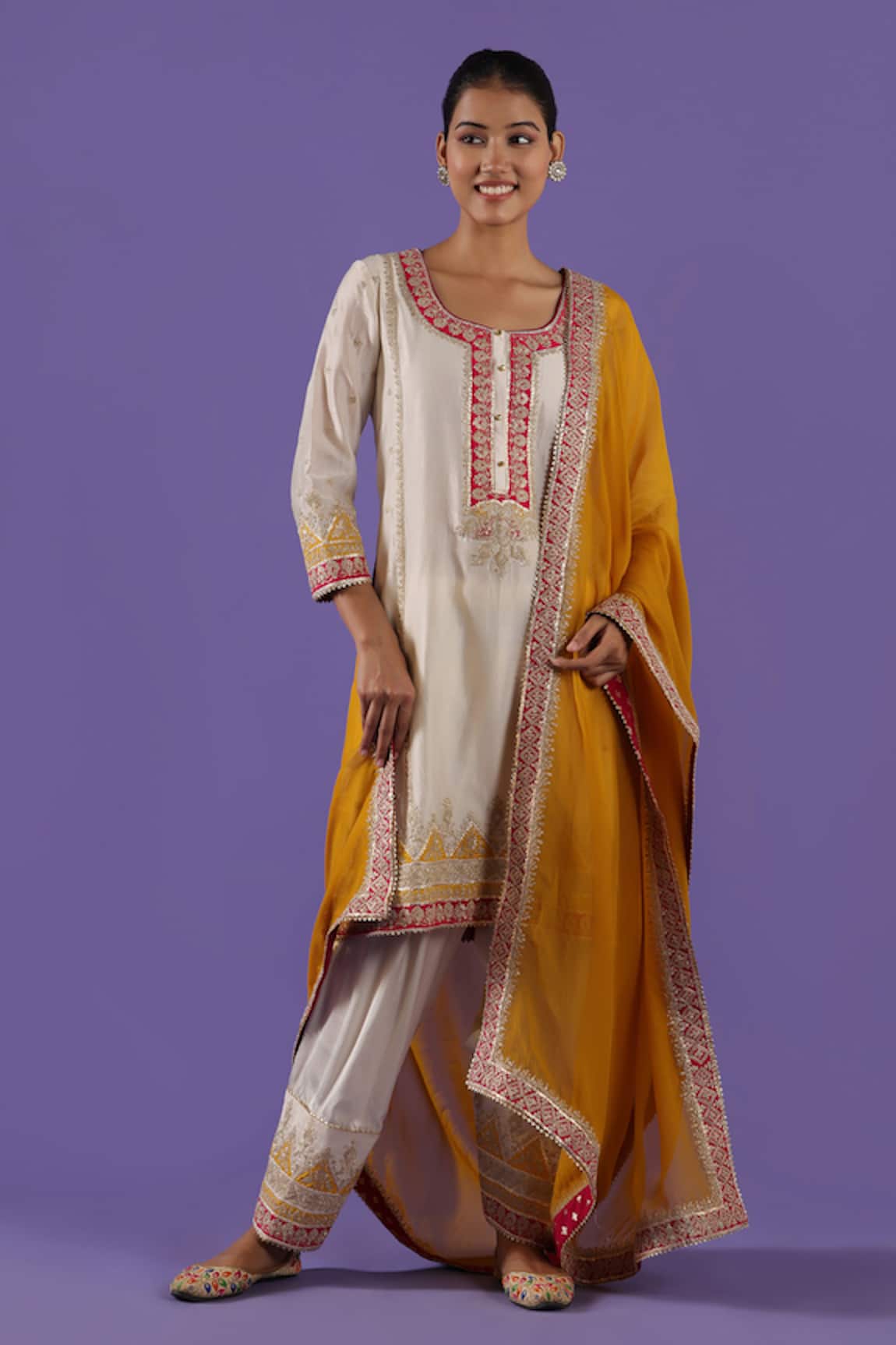 LABEL RADINI Ivory Tilla Short Kurta Set 