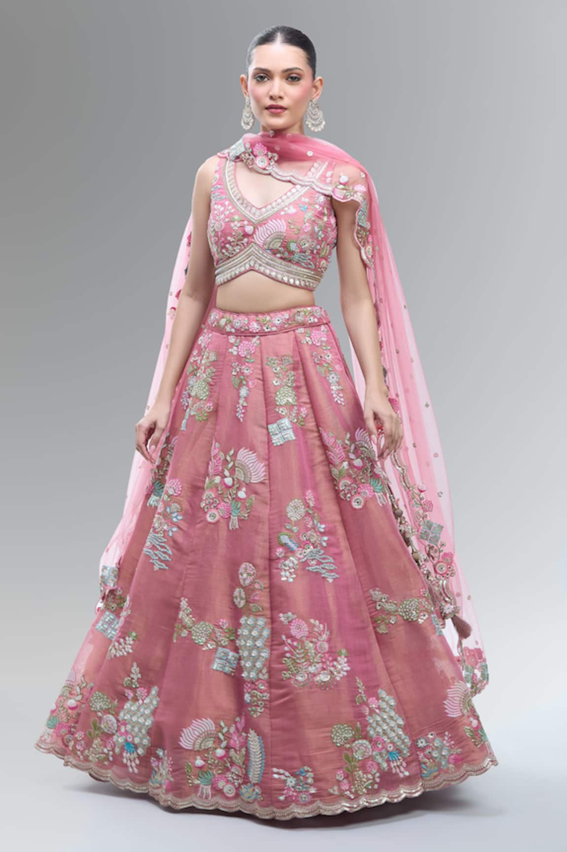 Samyukta Singhania Pink Embroidered Lehenga Set 