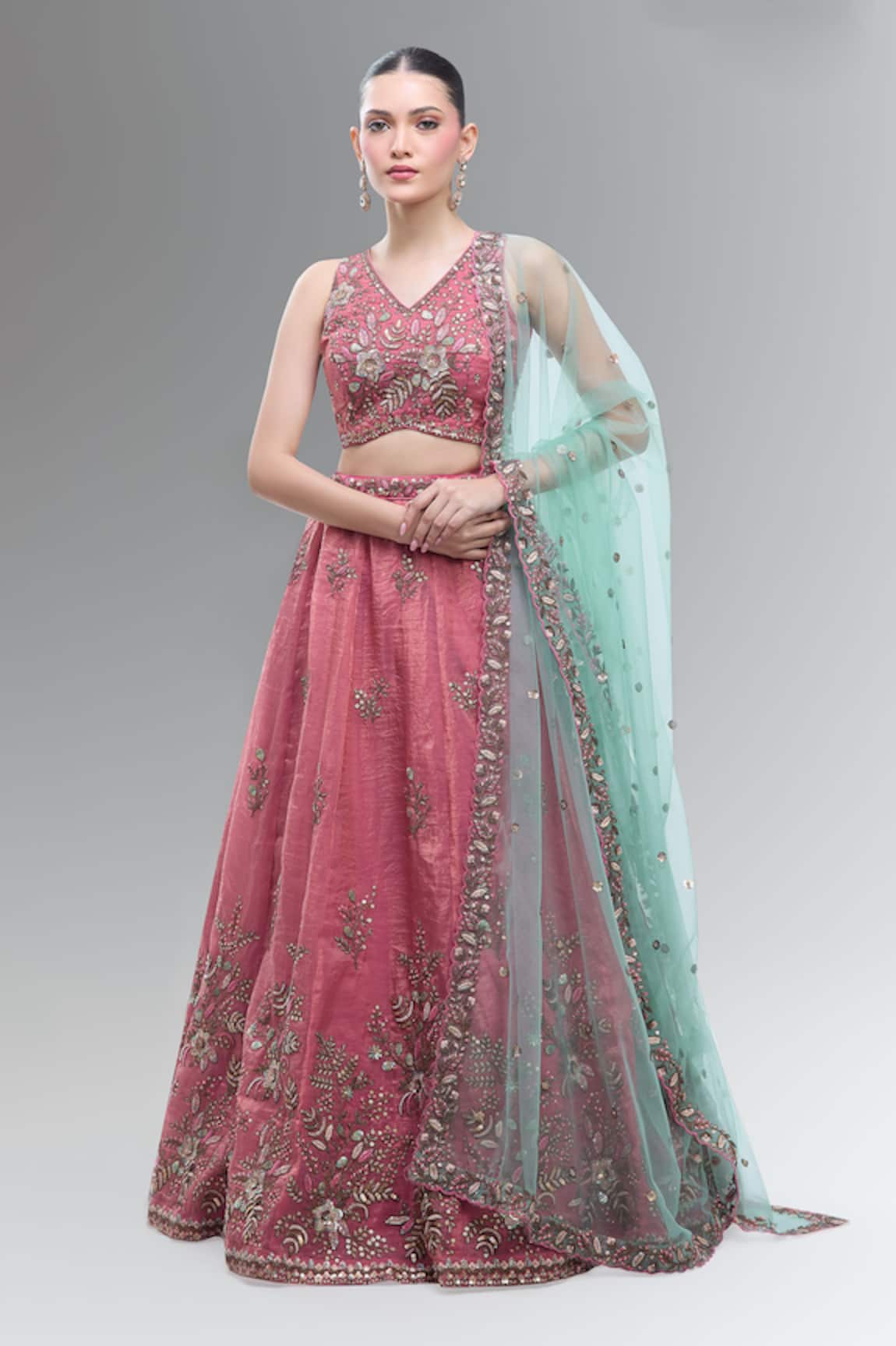 Samyukta Singhania Pink Embroidered Classic Lehenga Set 