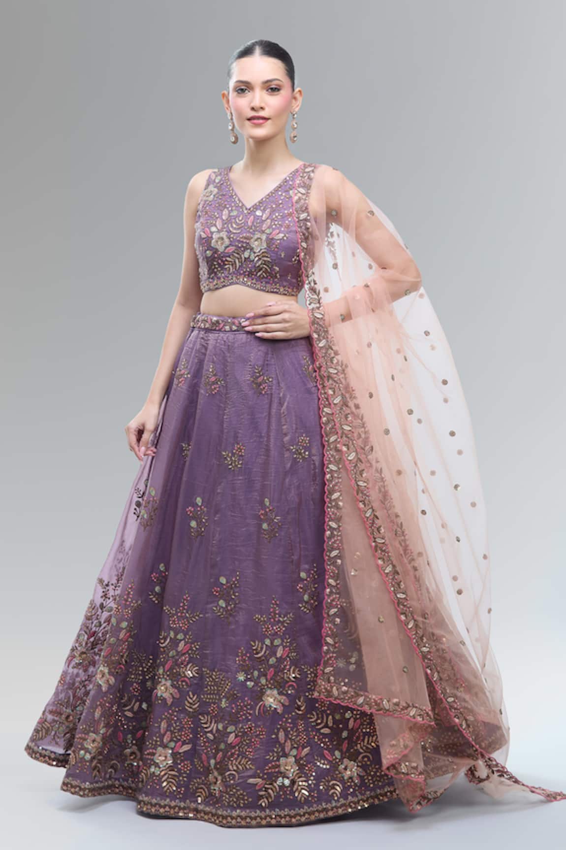 Samyukta Singhania Embroidered Purple Lehenga Set 