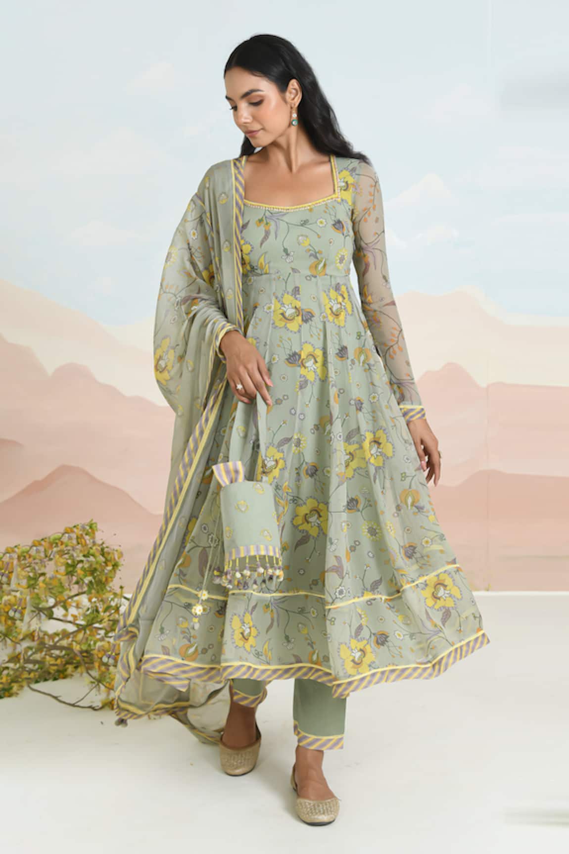 Baise Gaba Sunpetal Printed Anarkali Set 