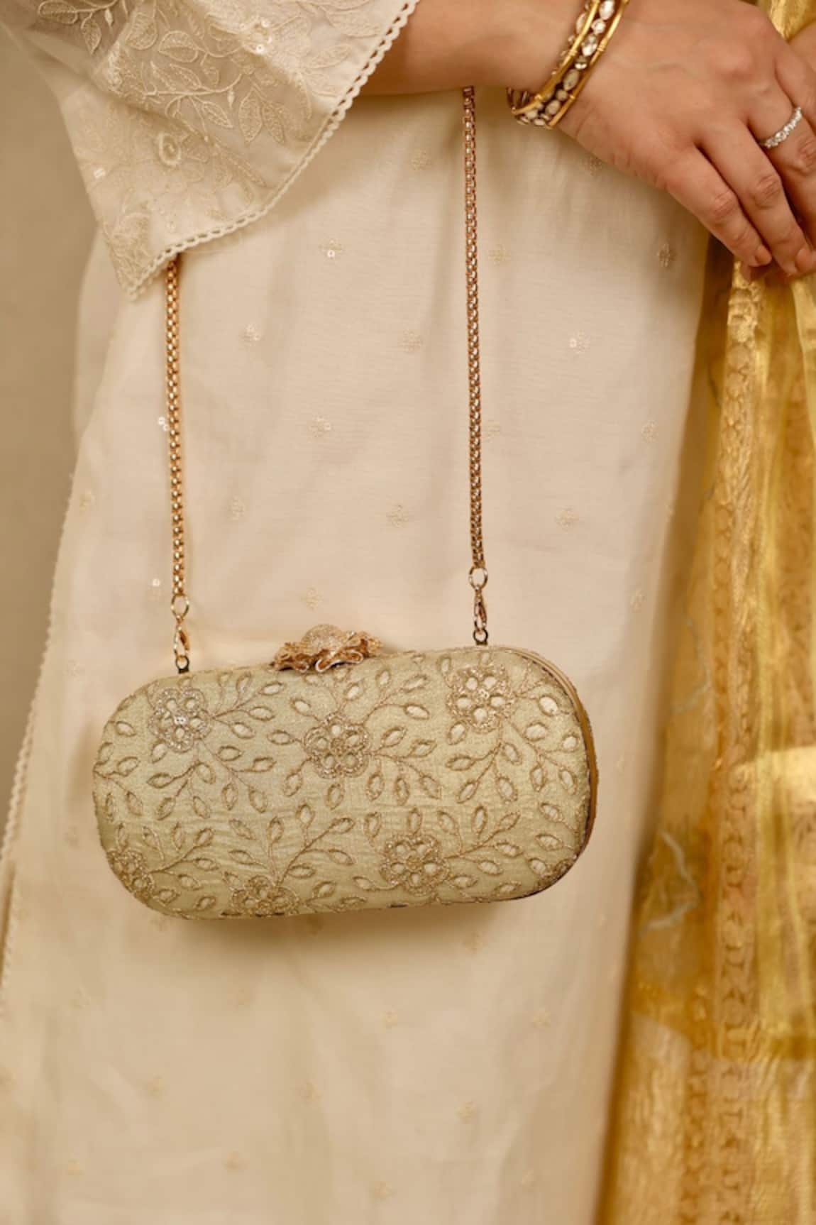AMYRA Tarang Cutwork Capsule Clutch 