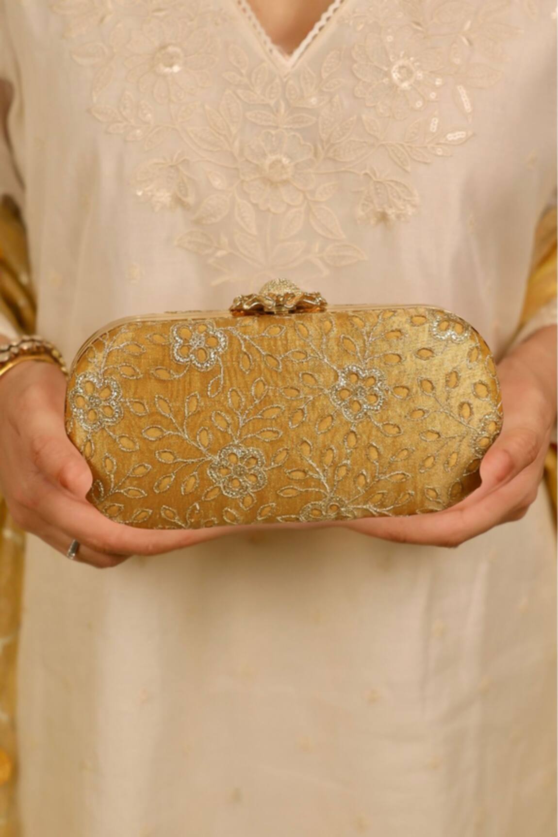 AMYRA Tarang Cutwork Capsule Clutch 