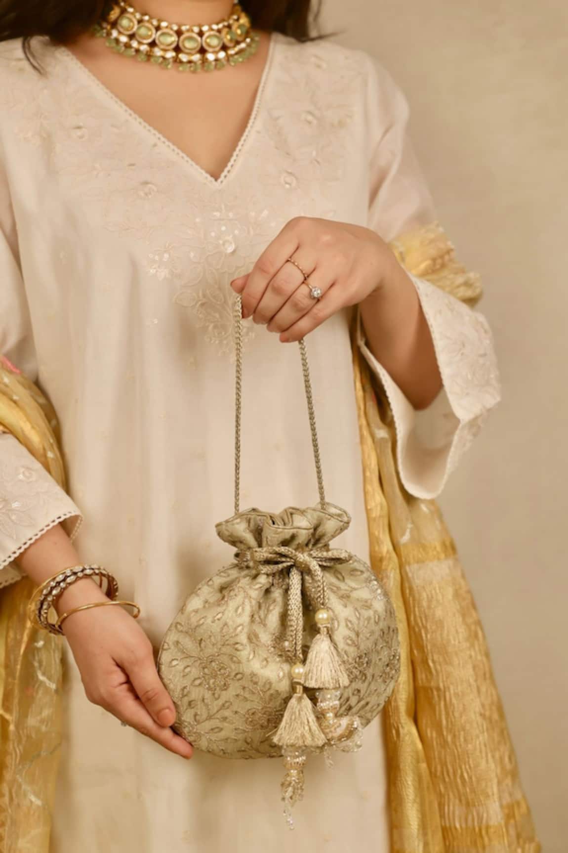 AMYRA Tarang Cutwork Potli Bag 