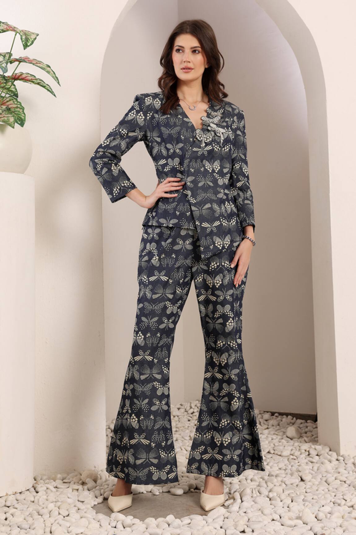 Saaj by Ankita Deep Blue Designer Jacket & Pant Set 