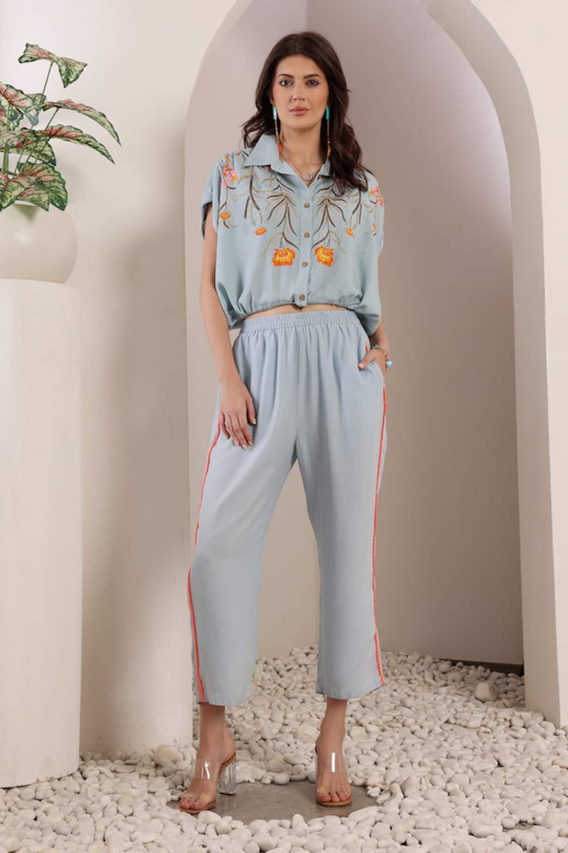 Saaj by Ankita Light Blue Chambray Bloom Drift Set 