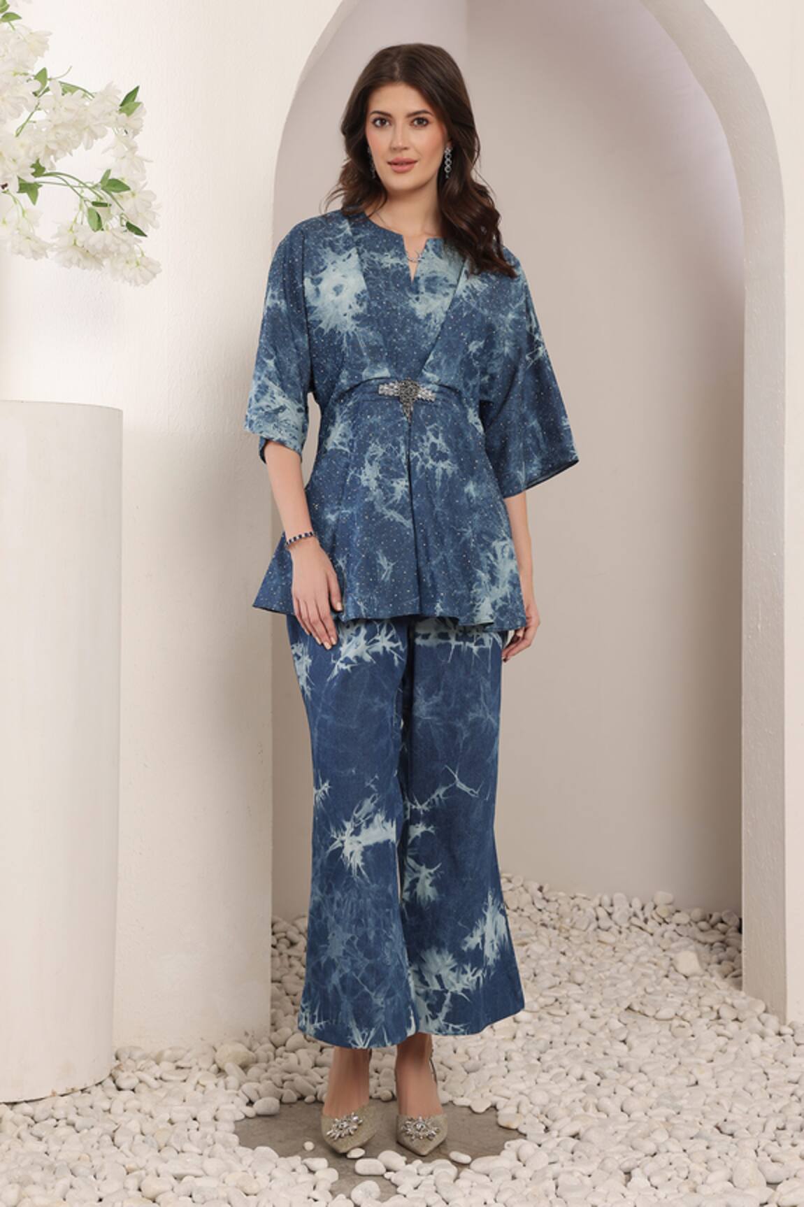 Saaj by Ankita Starstruck Tie-Dye Denim Pant Set 