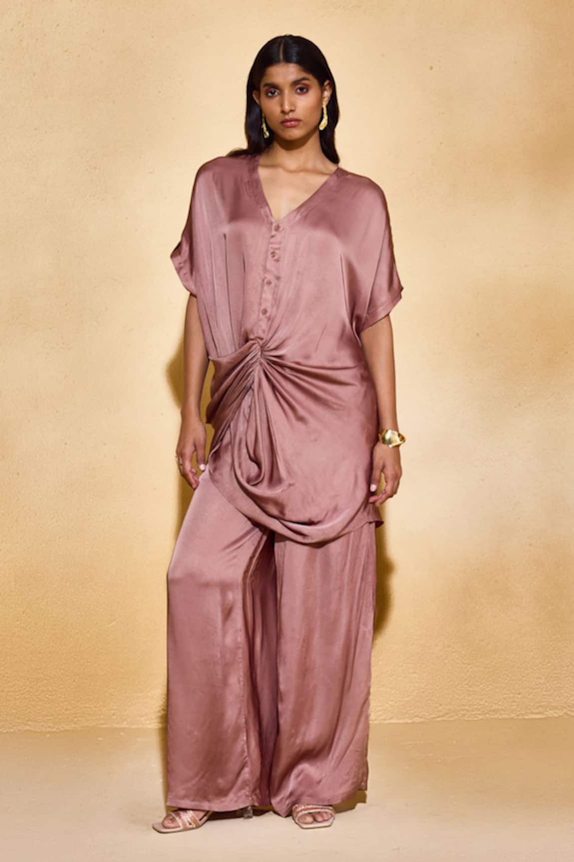 Echostudio Mocha Satin Co-ord Set 