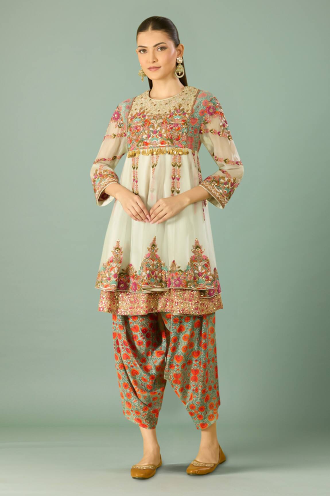Debyani + Co Multi Color Short Anarkali Set 