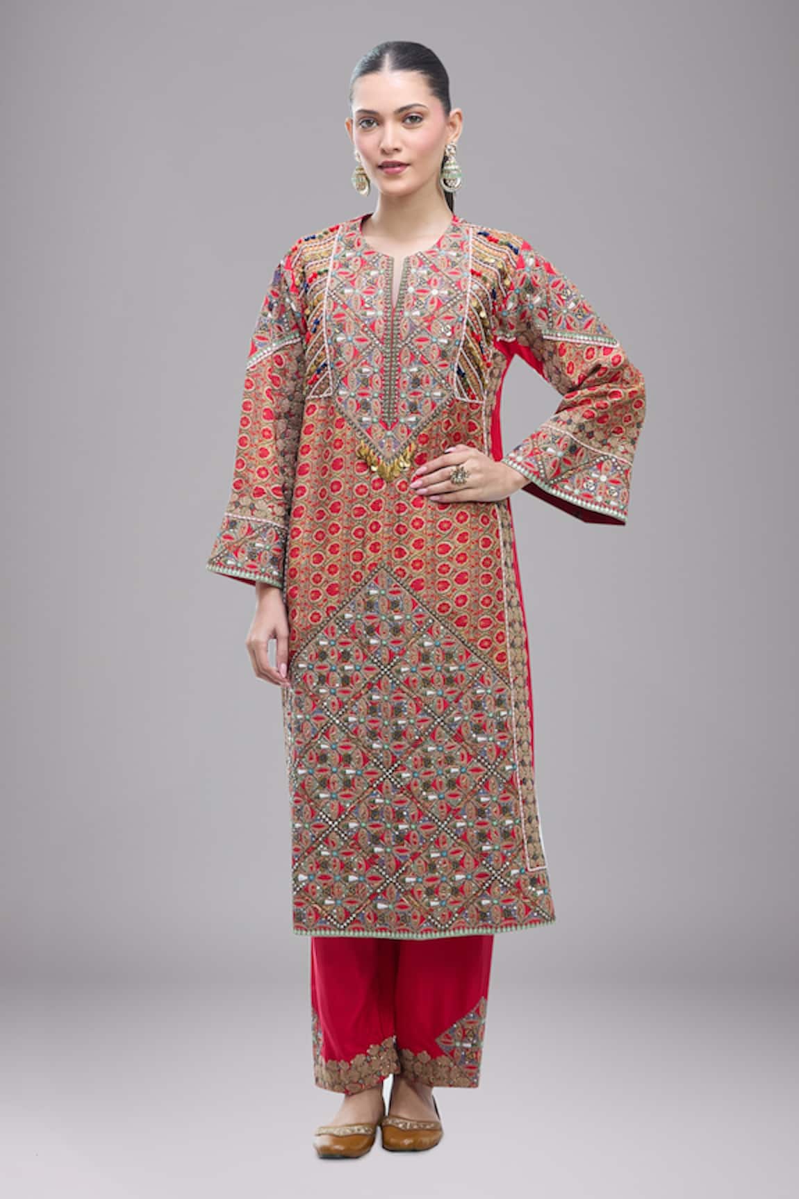 Debyani + Co Floral Stripe Print Kurta & Salwar Set 