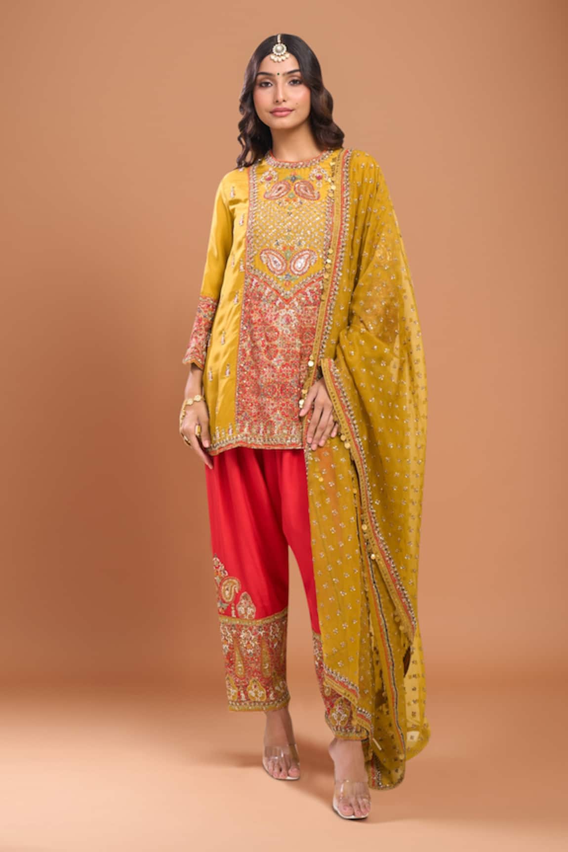 Debyani + Co Mustard Yellow Kurta Set with Dupatta 