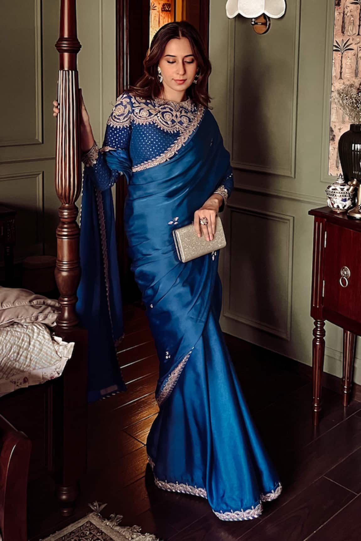 Isha Gupta Tayal Noor Border Embroidered Saree With Blouse 