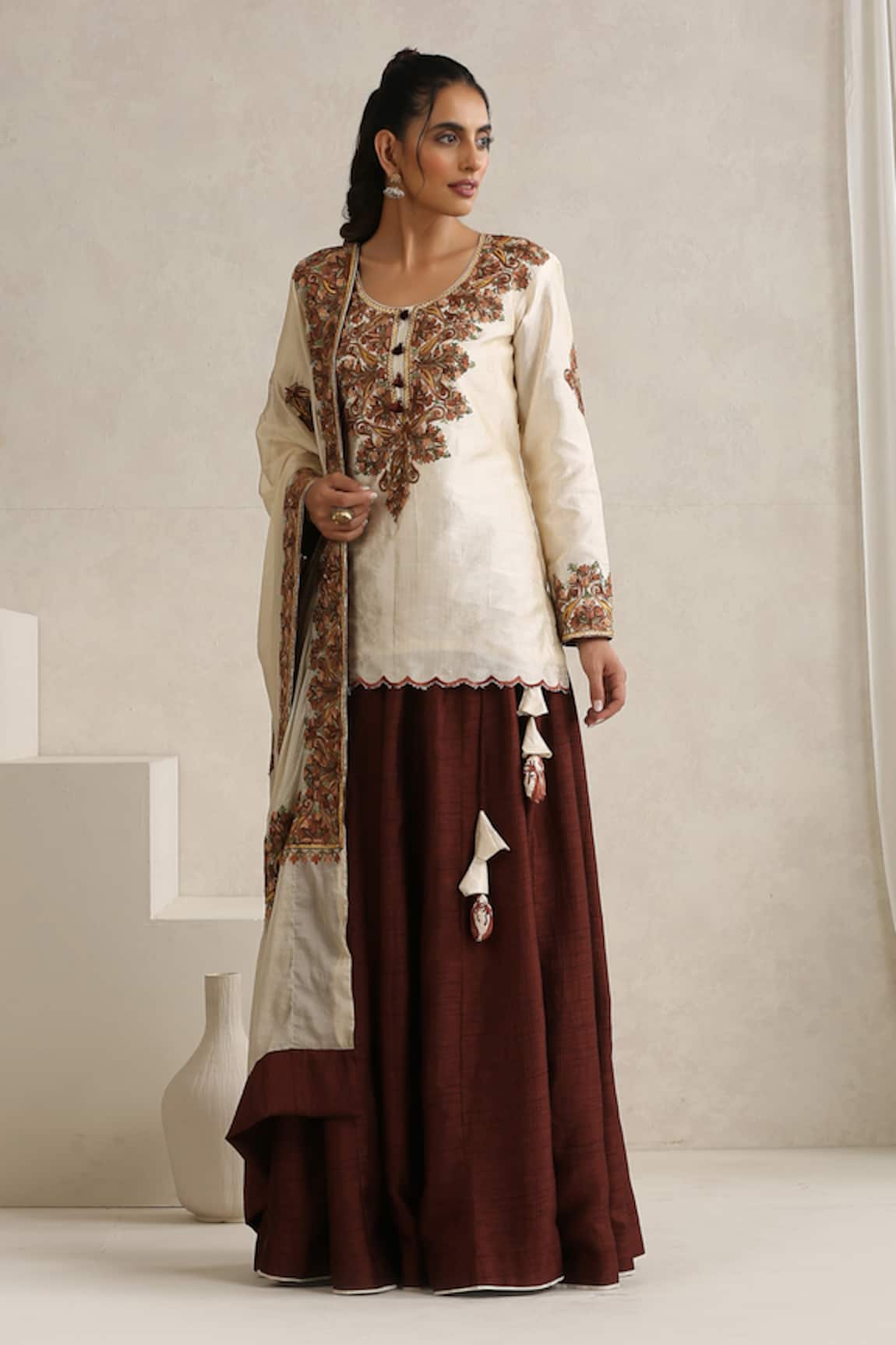 Wazir C Nargis Brown Lehenga Set 