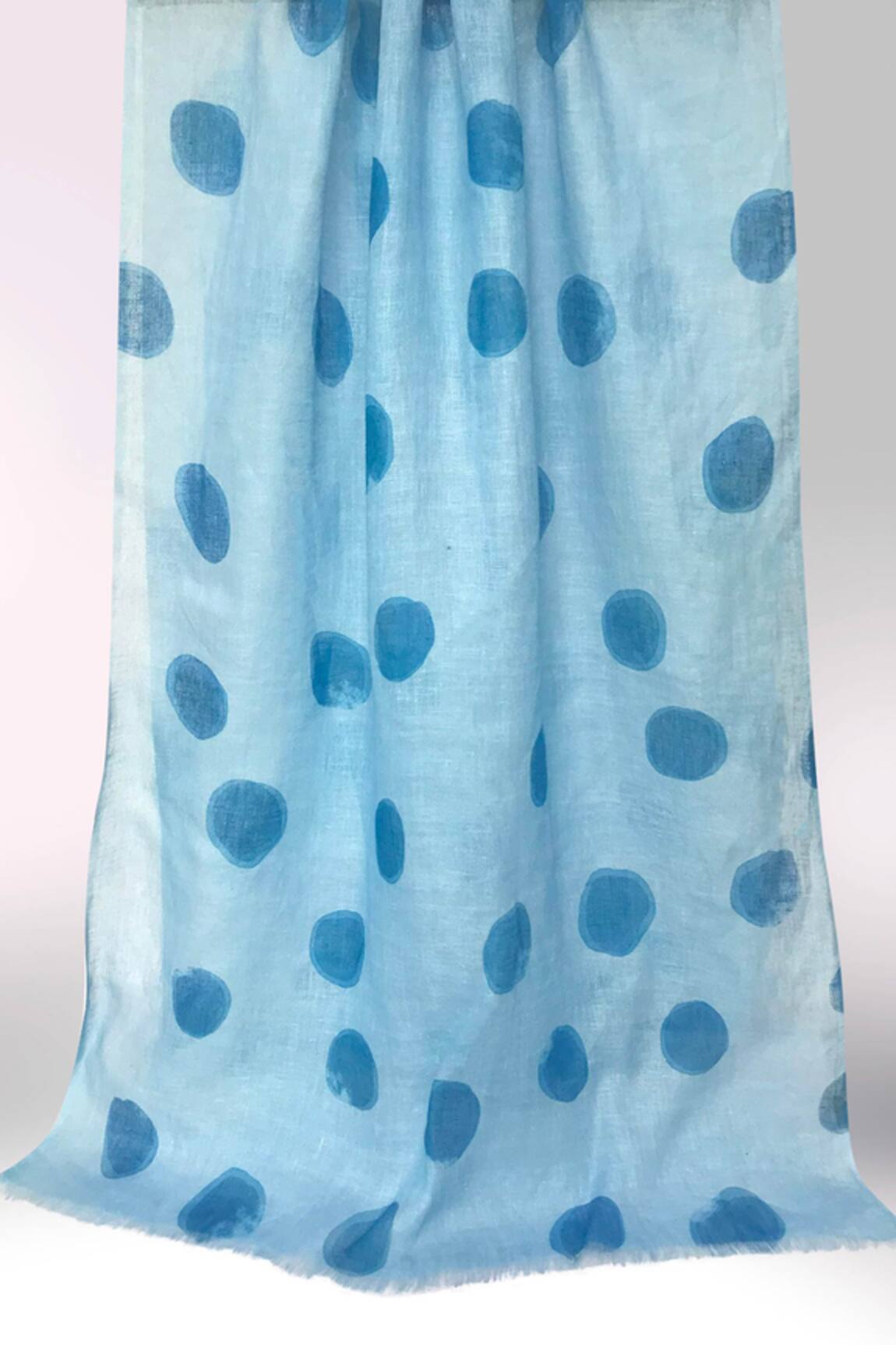 Pashma Polka Dots Azure Linen Scarf 