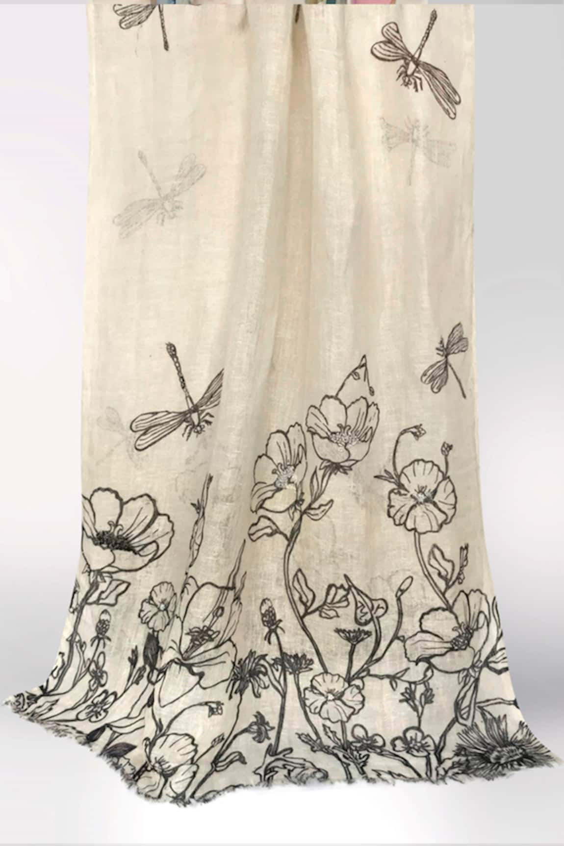 Pashma Monochrome Floral Scarf 