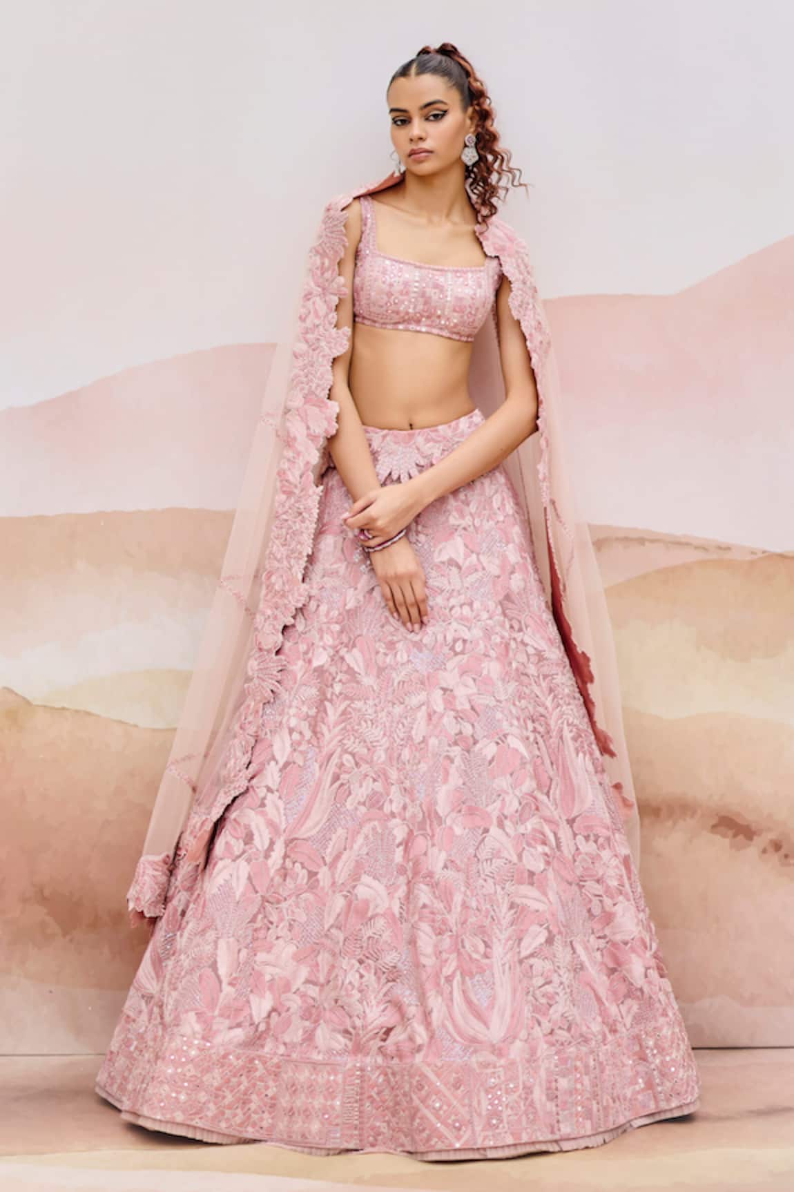 Mishru Muted Pink Designer Lehenga Set 