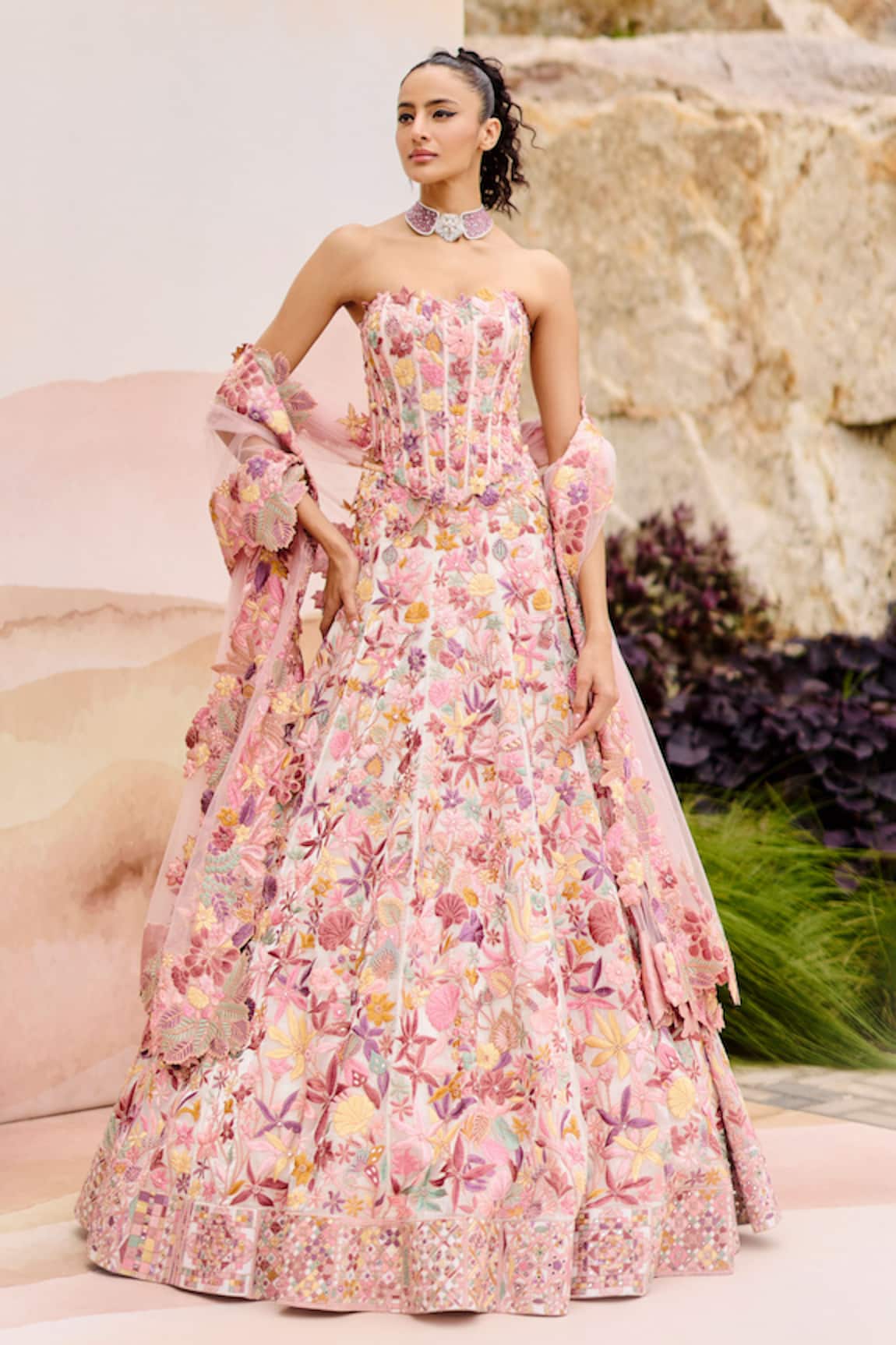 Mishru Edel Floral Organza Lehenga Set 