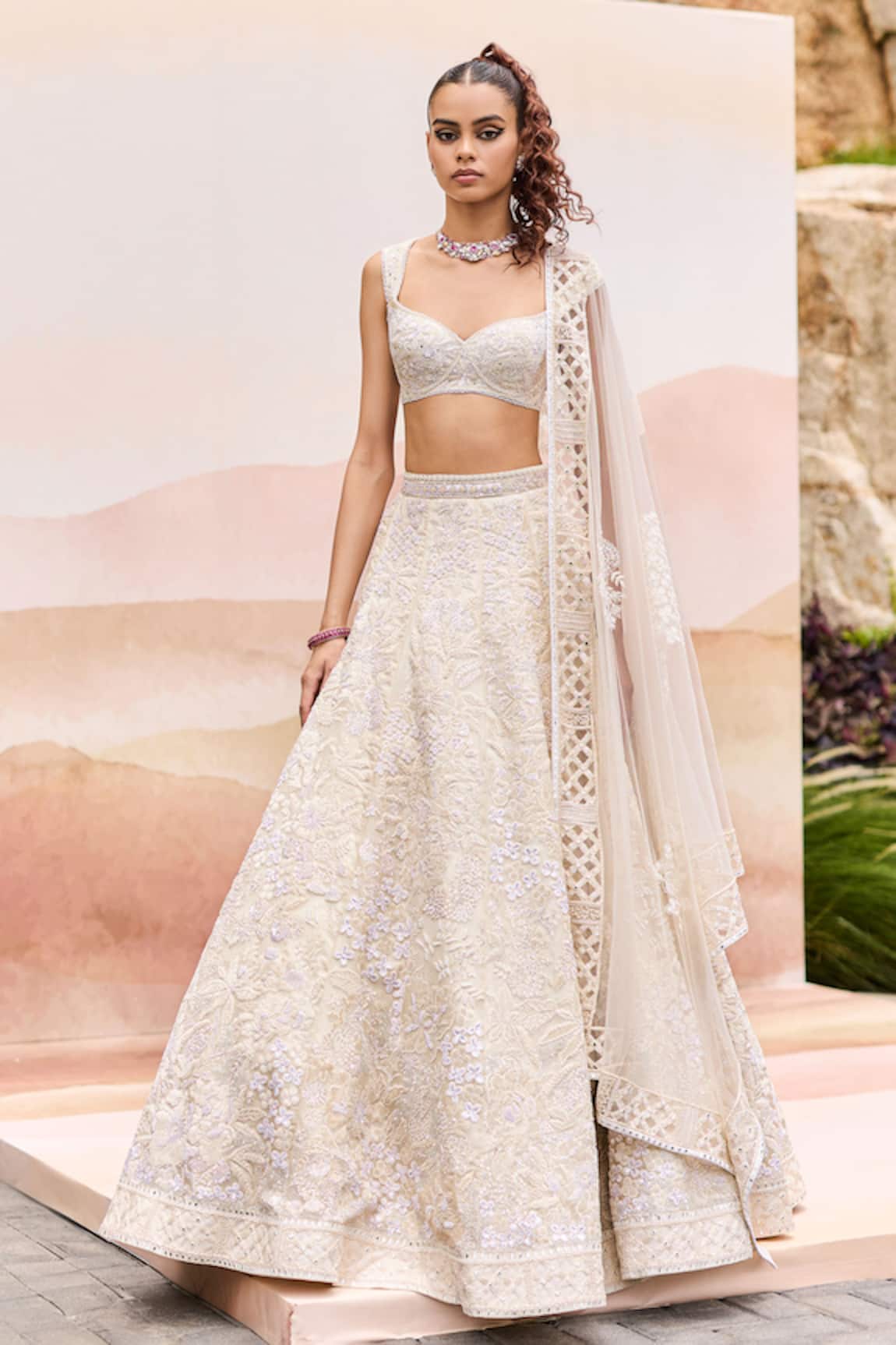 Mishru Ivory Mahonia Lehenga Set 