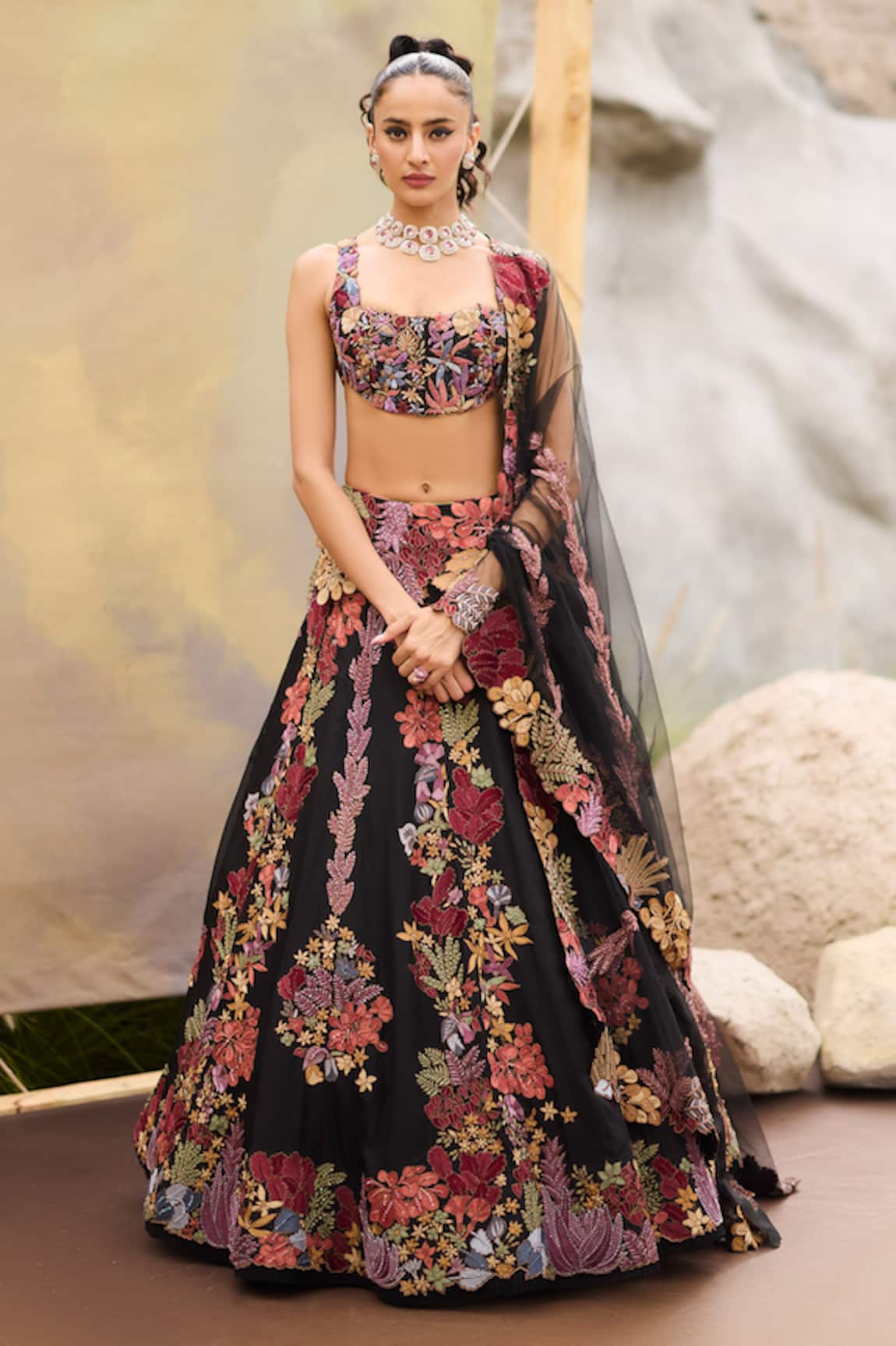 Mishru Shiso Floral Embroidered Lehenga Set 