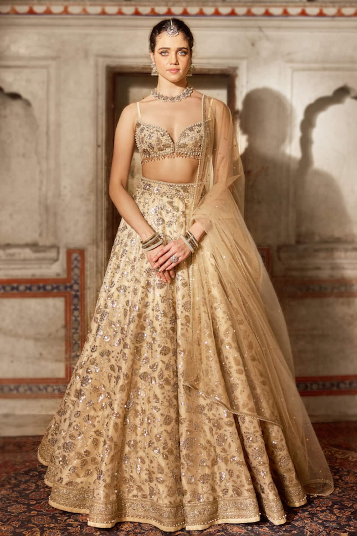 Cedar & Pine Ivory Embroidered Classic Lehenga Set 