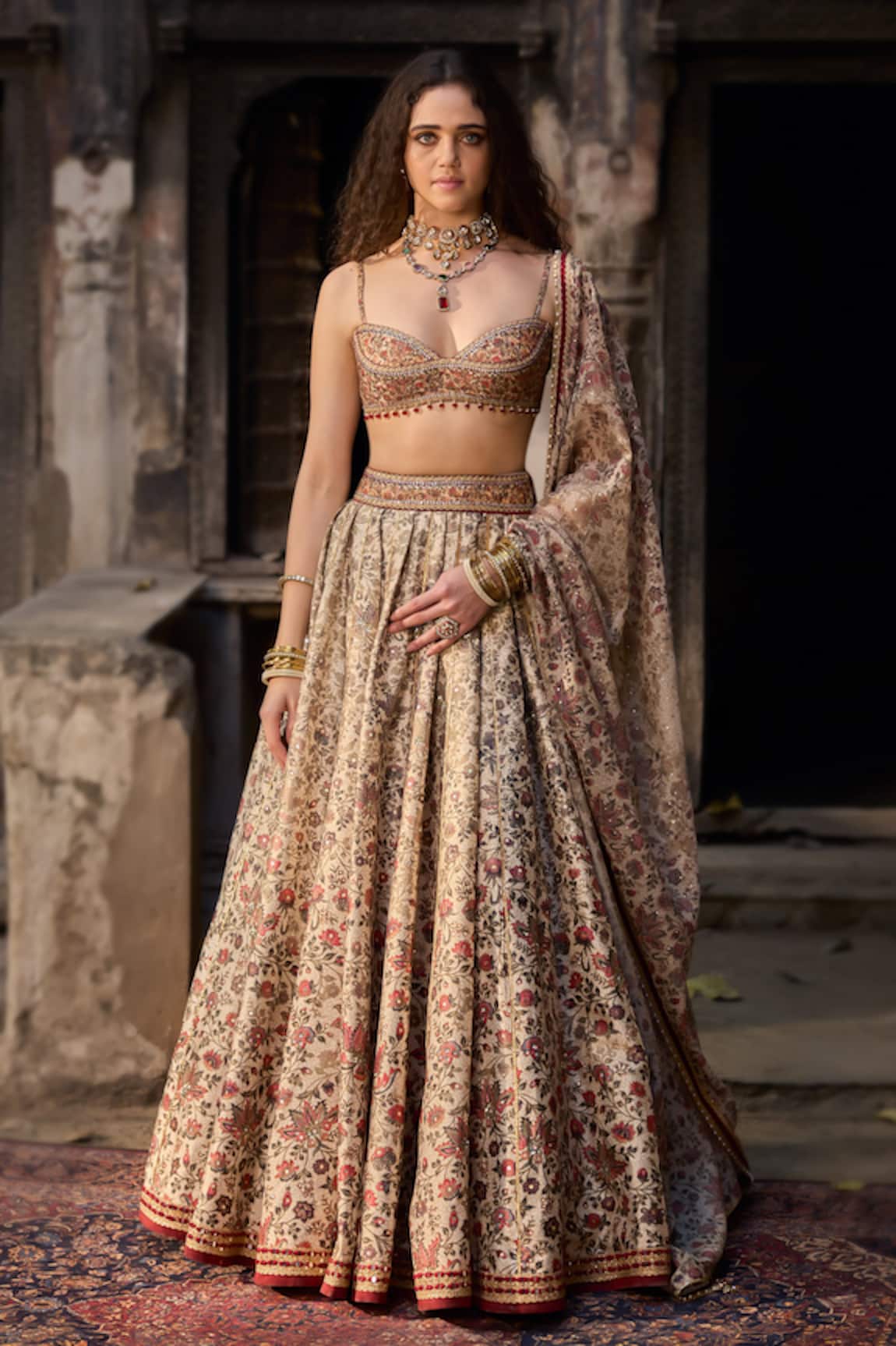 Cedar & Pine Floral Brocade Lehenga Set 