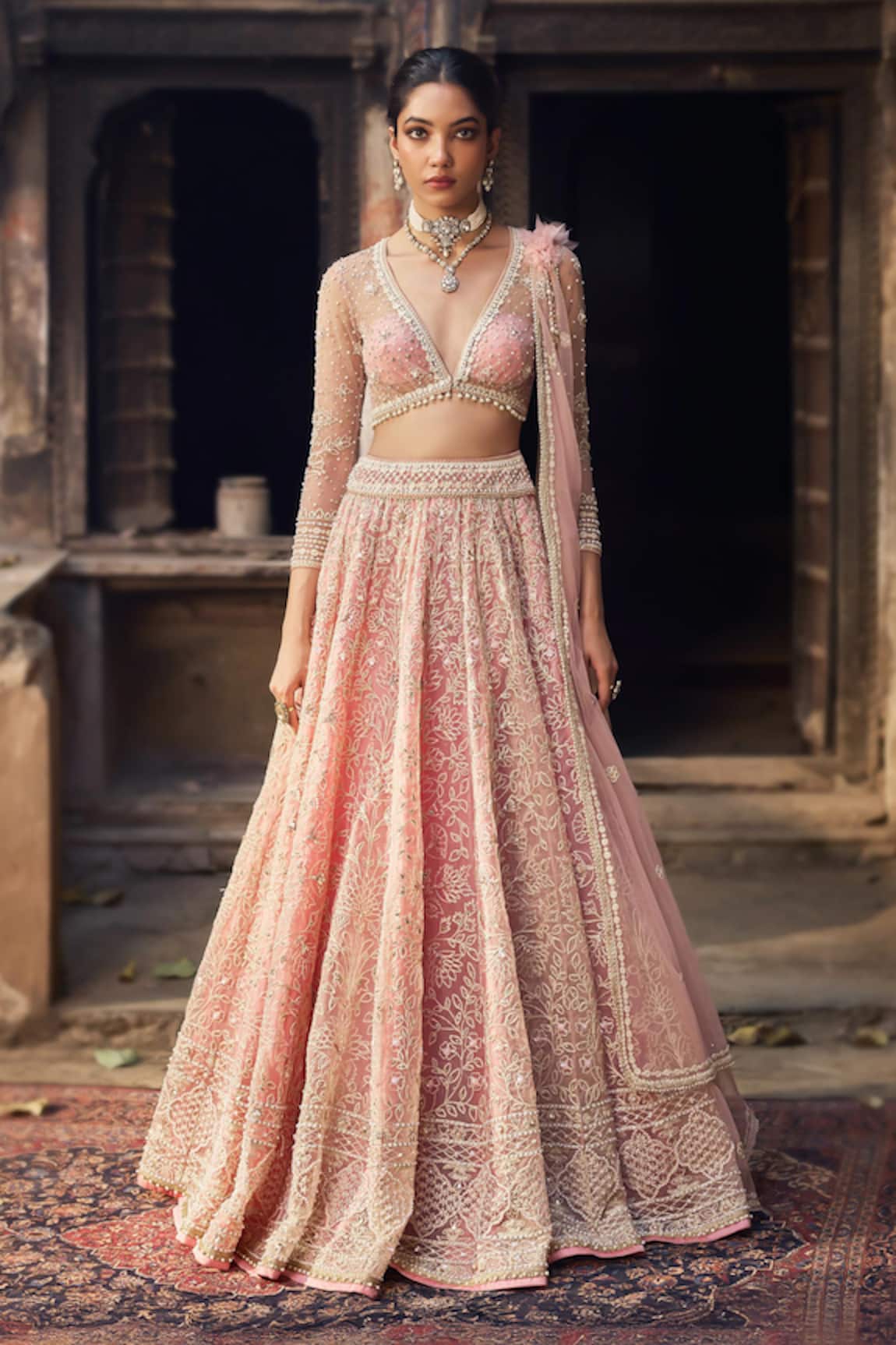 Cedar & Pine Blush Pink Ghulzar Classic Lehenga Set 